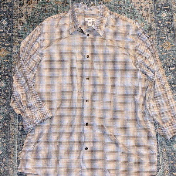 Men’s CALVIN KLEIN Plaid Button Down Dress Shirt, Size XLarge - Picture 1 of 6